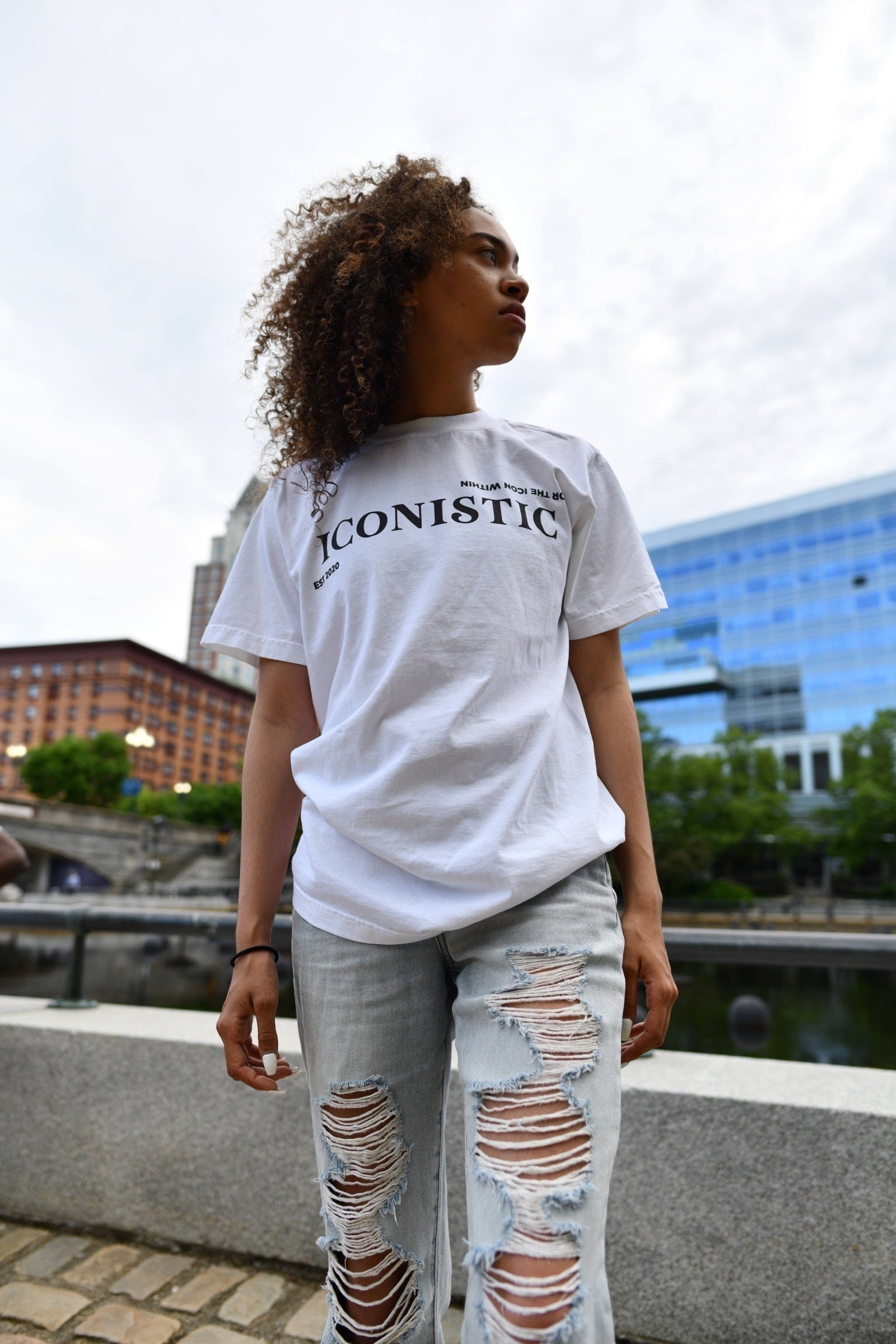 Drop shoulder white online t shirt